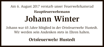 Traueranzeige von Johann Winter von SYK