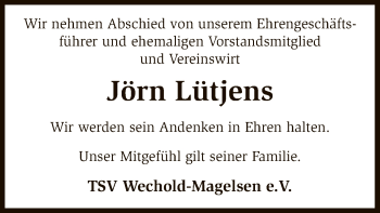 Traueranzeige von Jörn Lütjens von SYK