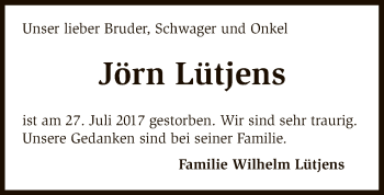 Traueranzeige von Jörn Lütjens von SYK