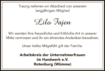 Traueranzeige von Lilo Fajen von SYK