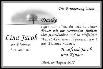 Traueranzeige von Lina Jacob von SYK