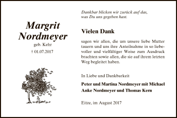 Traueranzeige von Margrit Nordmeyer von SYK