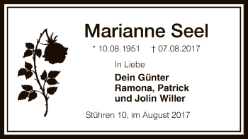 Traueranzeige von Marianne Seel von SYK