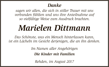 Traueranzeige von Marielen Dittmann von SYK