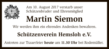 Traueranzeige von Martin Siemon von SYK