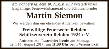 Traueranzeige von Martin Siemon von SYK