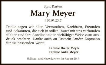 Traueranzeige von Mary Meyer von SYK