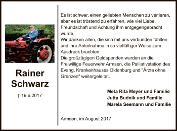 Traueranzeige von Rainer Schwarz von SYK