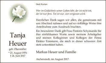 Traueranzeige von Tanja Heuer von SYK