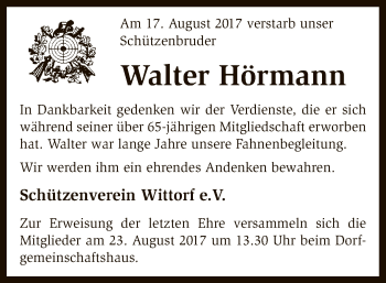 Traueranzeige von Walter Hörmann von SYK