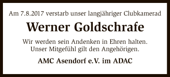 Traueranzeige von Werner Goldschrafe von SYK