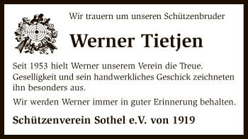 Traueranzeige von Werner Tietjen von SYK