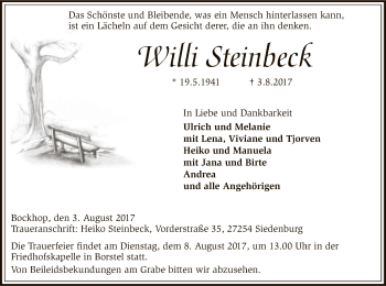 Traueranzeige von Willi Steinbeck von SYK