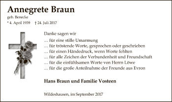 Traueranzeige von Annegrete Braun von SYK
