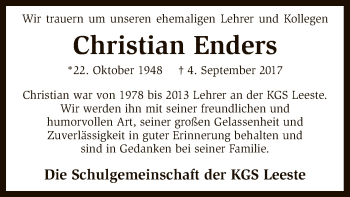 Traueranzeige von Christian Enders von SYK