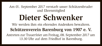 Traueranzeige von Dieter Schwenker von SYK