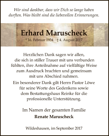 Traueranzeige von Erhard Maruscheck von SYK