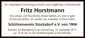 Traueranzeige von Fritz Horstmann von SYK