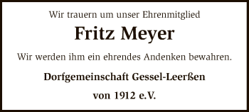 Traueranzeige von Fritz Meyer von SYK