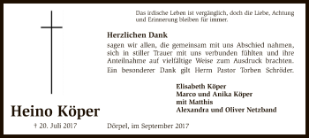 Traueranzeige von Heino Köper von SYK