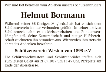 Traueranzeige von Helmut Bormann von SYK