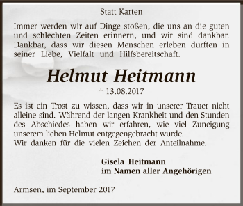 Traueranzeige von Helmut Heitmann von SYK