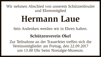 Traueranzeige von Hermann Laue von SYK