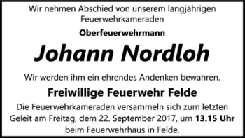 Traueranzeige von Johann Nordloh von SYK