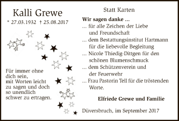 Traueranzeige von Kalli Grewe von SYK