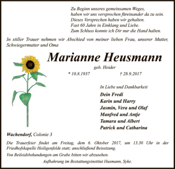 Traueranzeige von Marianne Heusmann von SYK