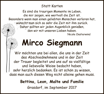 Traueranzeige von Mirco Siegmann von SYK