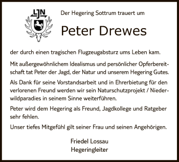 Traueranzeige von Peter Drewes von SYK