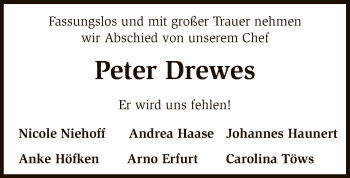 Traueranzeige von Peter Drewes von SYK