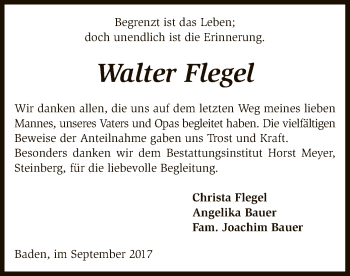 Traueranzeige von Walter Flegel von SYK