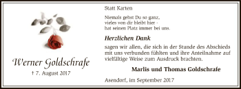 Traueranzeige von Werner Goldschrafe von SYK