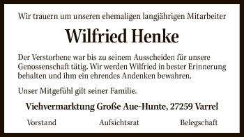 Traueranzeige von Wilfried Henke von SYK