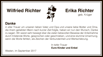 Traueranzeige von Wilfried und Erika Richter von SYK