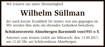 Traueranzeige von Wilhelm Süllman von SYK