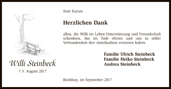 Traueranzeige von Willi Steinbeck von SYK