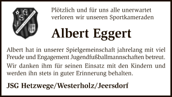 Traueranzeige von Albert Eggert von SYK