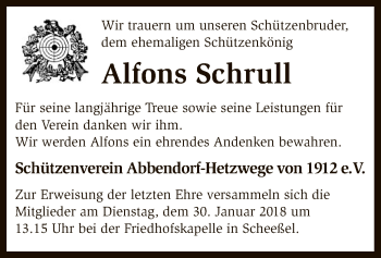 Traueranzeige von Alfons Schrull von SYK