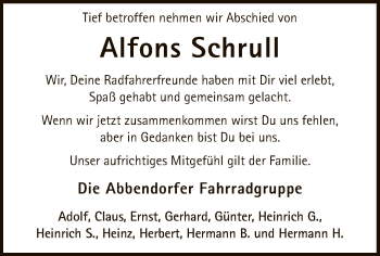 Traueranzeige von Alfons Schrull von SYK