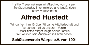 Traueranzeige von Alfred Hustedt von SYK