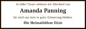 Traueranzeige von Amanda Panning von SYK