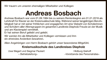 Traueranzeige von Andreas Bosbach von SYK