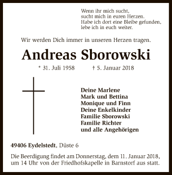 Traueranzeige von Andreas Sborowski von SYK