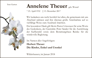Traueranzeige von Annelene Theuer von SYK