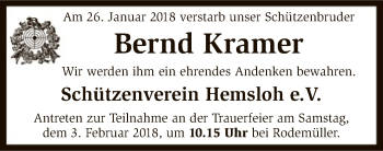 Traueranzeige von Bernd Kramer von SYK