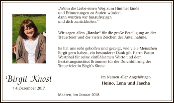 Traueranzeige von Birgit Knost von SYK