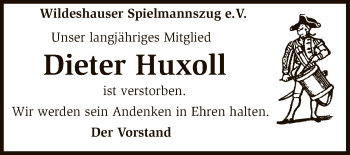 Traueranzeige von Dieter Huxoll von SYK